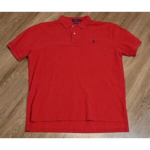 Polo Ralph Lauren Classic Fit Red Short Sleeve Collard Shirt Men's XL